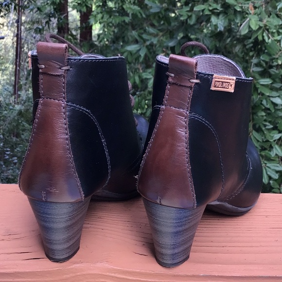 Pikolinos Black/Brown Leather Booties Sz 9.5-10 MINT - Picture 4 of 8